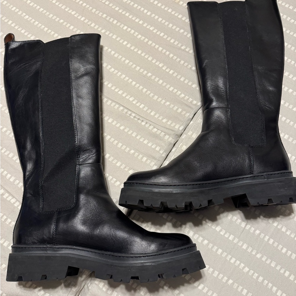 Madewell Black Leather Winter Boots